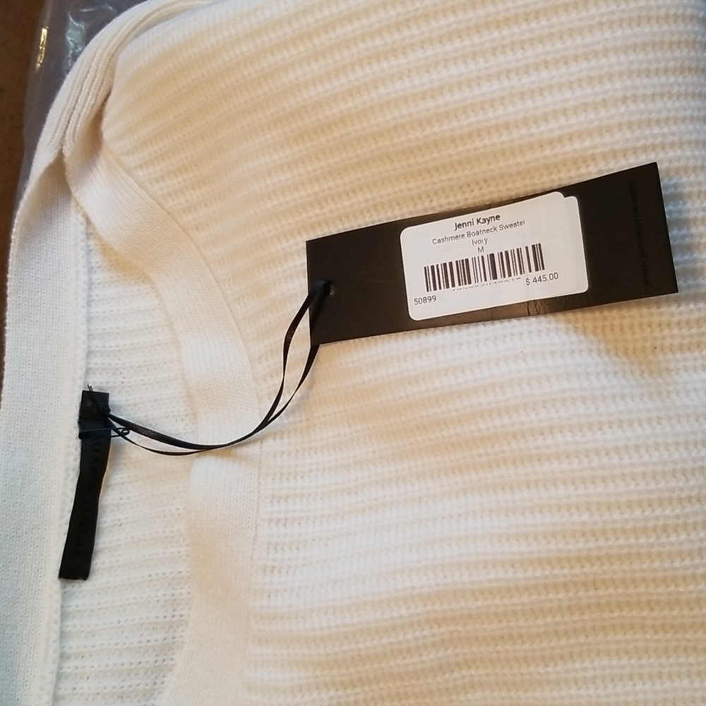NWT Jenni Kayne Cashmere Boatneck Sweater Ivory Medium/Small HP Oversized - Picture 9 of 11